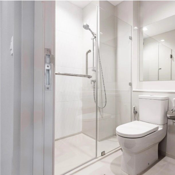 Clean, refurbished bathroom